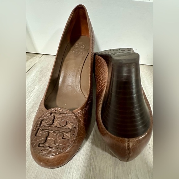 Tory Burch Sally leather wedge bison brown sz 10.5 - Picture 9 of 12